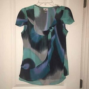 Women’s M Blue Elegant Multicolor 2 piece Blouse